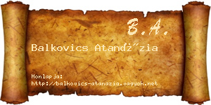 Balkovics Atanázia névjegykártya